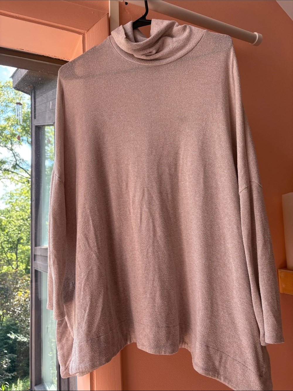 Cozy Draped Cowl Neck Sweater in Dusty Rose